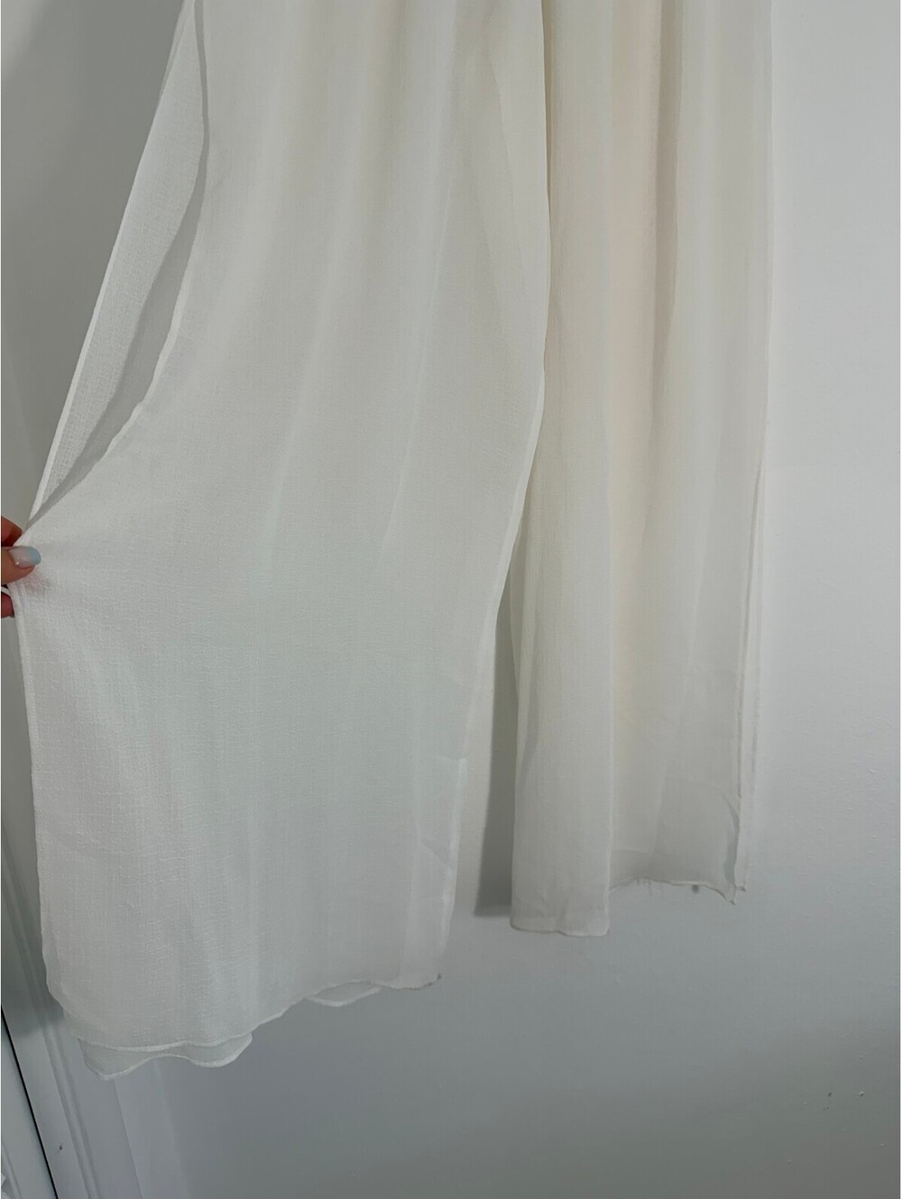 Ramy Brook Ivory Sheer Wide Leg Pull On Palazzo Pants Smocked Waist Size S - Picture 5 of 7